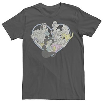 Juniors' Disney Princess Valentine's Day Vintage Heart Boyfriend Graphic Tee