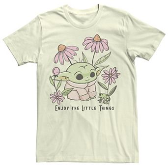 Juniors' Star Wars The Mandalorian Grogu Enjoy the Little Things Boyfriend Tee