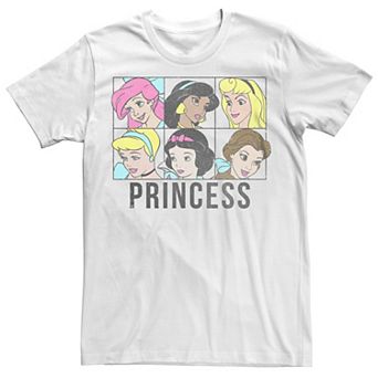 Juniors' Disney Princess Group Shot Boxed Transparent Portraits Boyfriend Graphic Tee