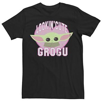 Juniors' Star Wars The Mandalorian Grogu Lookin' Cute Heart Boyfriend Tee