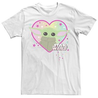 Juniors' Star Wars The Mandalorian Grogu Heart Boyfriend Tee