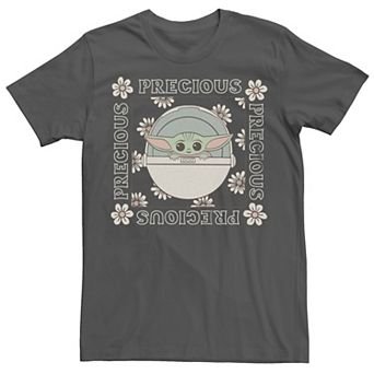 Juniors' Star Wars The Mandalorian Grogu Precious Flowers Boyfriend Tee