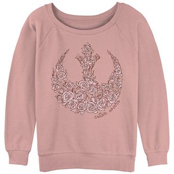 Juniors' Star Wars Rose Rebel Emblem Slouchy Graphic Sweatshirt