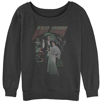 Juniors' Star Wars A Long Time Ago Group Shot Logo Slouchy Graphic Sweatshirt
