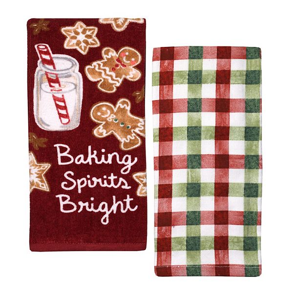 St. Nicholas Square® Happy Holidays Gingham Kitchen Towel 2-pk.