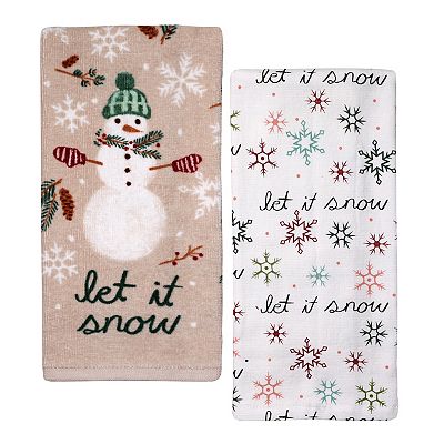 St. Nicholas Square 2 Pack Cozy Snowman Kitchen Towels