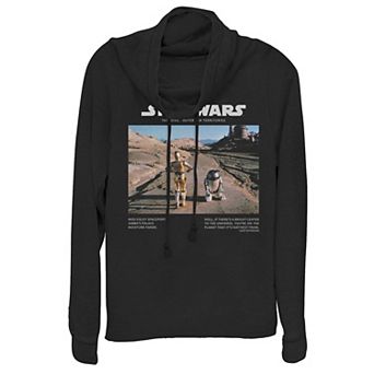 Juniors' Star Wars Droid Buddy Poster Cowlneck Graphic Lightweight Long Sleeve