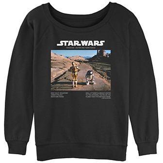 Juniors' Star Wars Droid Buddy Poster Slouchy Graphic Sweatshirt