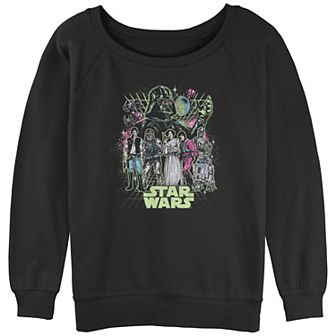 Juniors' Star Wars Neon Poster Slouchy Graphic Sweatshirt