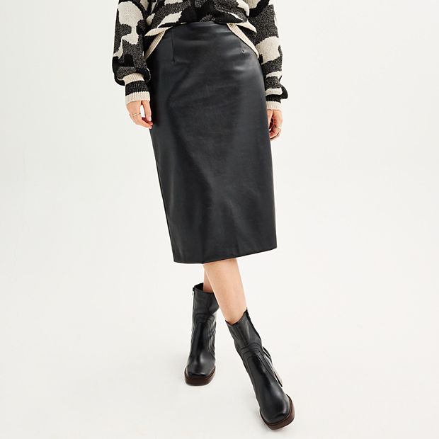 Black leather skirt on sale kohls