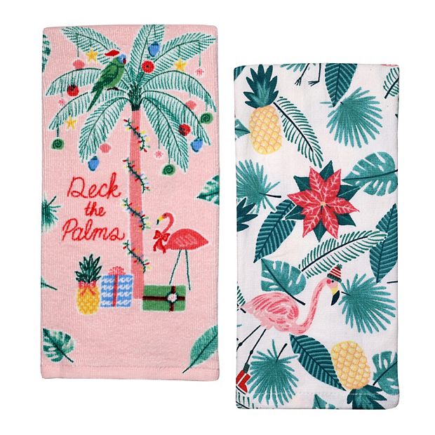 Oldehall Pack of Two - Vibrant and Colorful Flamingo Kitchen  Towels/Flamingo Tea Towels for Daily Use & Home Decoration Original Design