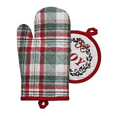 Spode Christmas Tree Tartan Pot Holder & Oven Mitt Set