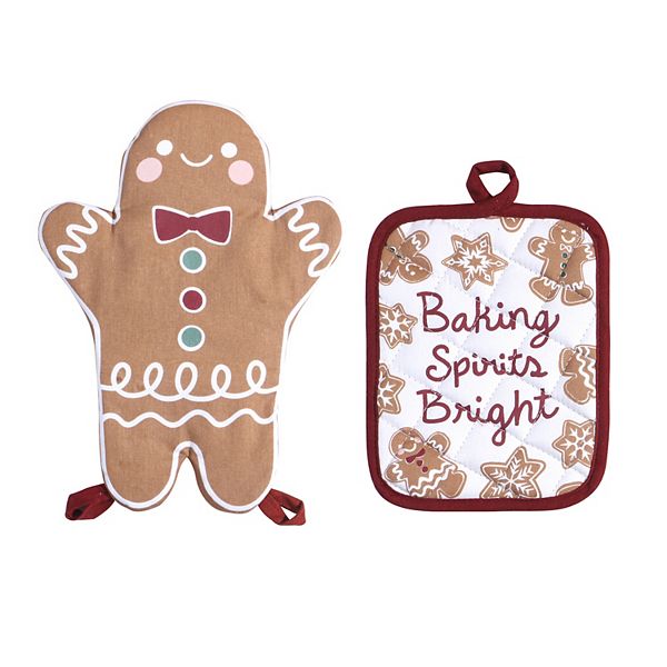 Cuisinart Pot Holder & Kitchen Towel Set Gingerbread House Baking Spirits  Bright - Miazone