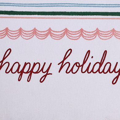 St. Nicholas Square® Happy Holidays Pom Pom Table Runner