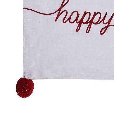 St. Nicholas Square® Happy Holidays Pom Pom Table Runner