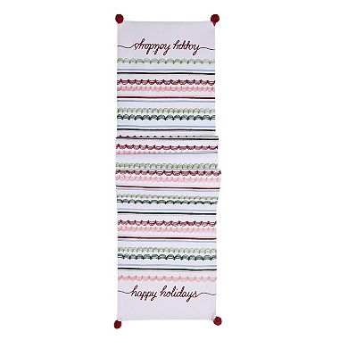 St. Nicholas Square® Happy Holidays Pom Pom Table Runner