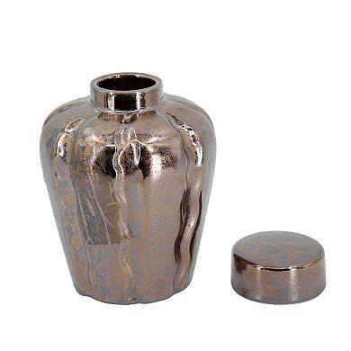 Metallic Glaze Ceramic Decorative Canister Table Decor 3-piece Set