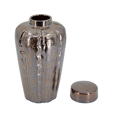 Metallic Glaze Ceramic Decorative Canister Table Decor 3-piece Set