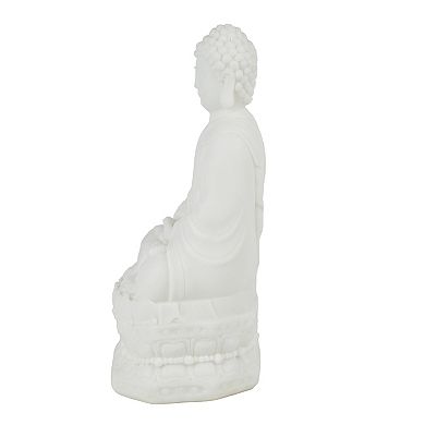 White Finish Sitting Buddha Table Decor