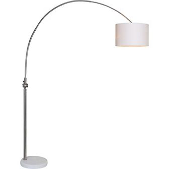 82.5" White and Silver Drum Lampshade Floor Lamp