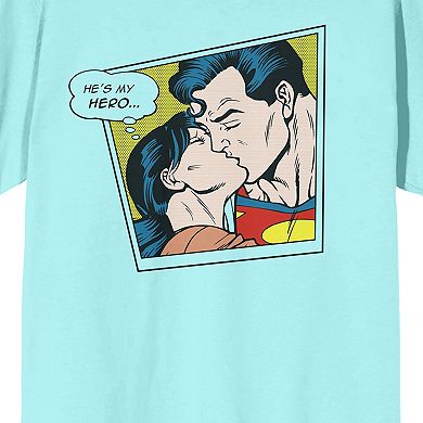 Juniors' Superman He's My Hero Short Sleeve Graphic Tee