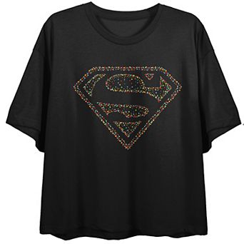 Juniors' Superman Shield Dotted Graphic Tee