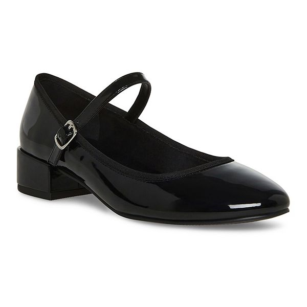 Tutuu Block-Heel Mary Jane Flats - 6 - Black Pat