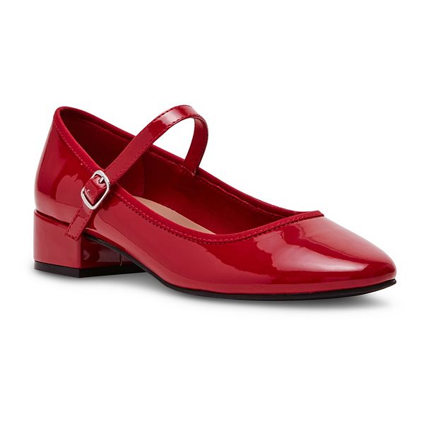 Tutuu Block-Heel Mary Jane Flats - 8.5 - Red Pat