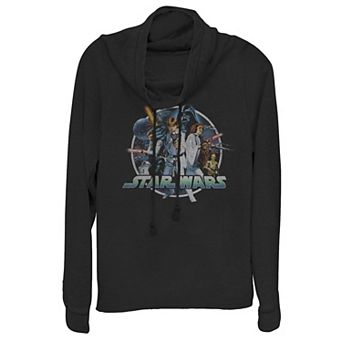 Juniors' Star Wars Group Wars Cowlneck Graphic Lightweight Long Sleeve