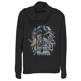 Juniors' Star Wars Classics Cowlneck Graphic Lightweight Long Sleeve