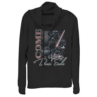 Juniors' Star Wars Come To The Dark Side Cowlneck Graphic Lightweight Long Sleeve