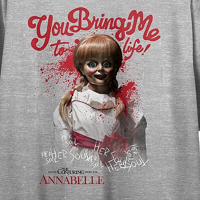 Juniors' The Conjuring Annabelle You Bring Me To Life Cropped Graphic Tee