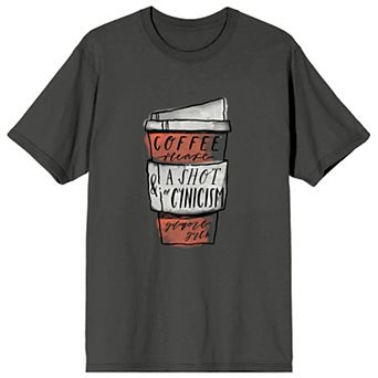 Juniors' Gilmore Girls Luke's Café "Coffee Please & A Shot Of Cynicism" Graphic Tee