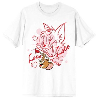 Juniors' Tom & Jerry Valentine's Day Love Sketch Graphic Tee