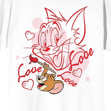 Juniors' Tom & Jerry Valentine's Day Love Sketch Graphic Tee