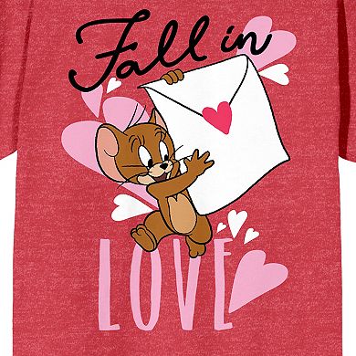 Juniors' Tom & Jerry Valentine's Day Fall In Love Graphic Tee