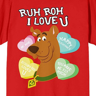 Juniors' Scooby Doo Valentine's Day "Ruh Roh I Love You" Graphic Tee