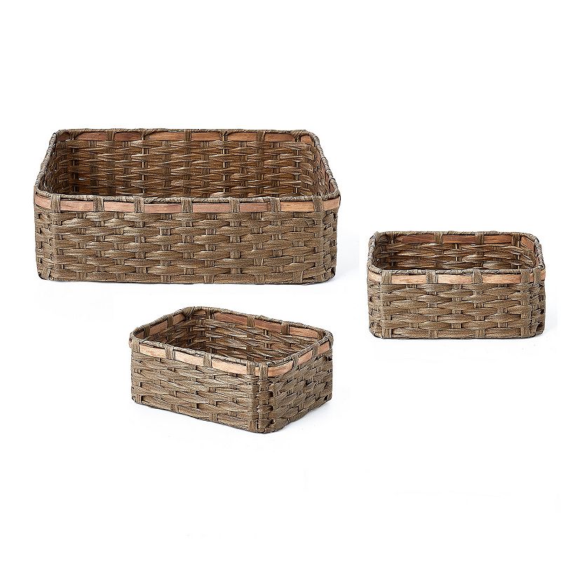 Juvale Hand Woven Rectangular Wicker Baskets (2 Pack)