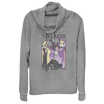 Disney Villains Juniors' "Villains Have More Fun" Cowlneck Graphic Lightweight Long Sleeve
