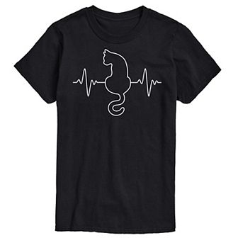 Big & Tall Cat Heart Beat Chart Graphic Tee