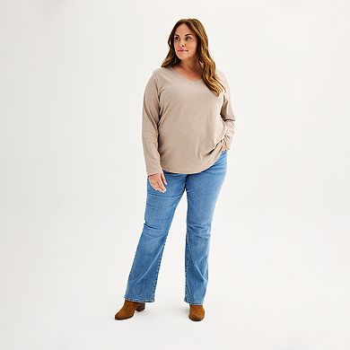 Plus Size Sonoma Goods For Life® Everyday V-Neck Long Sleeve Tee
