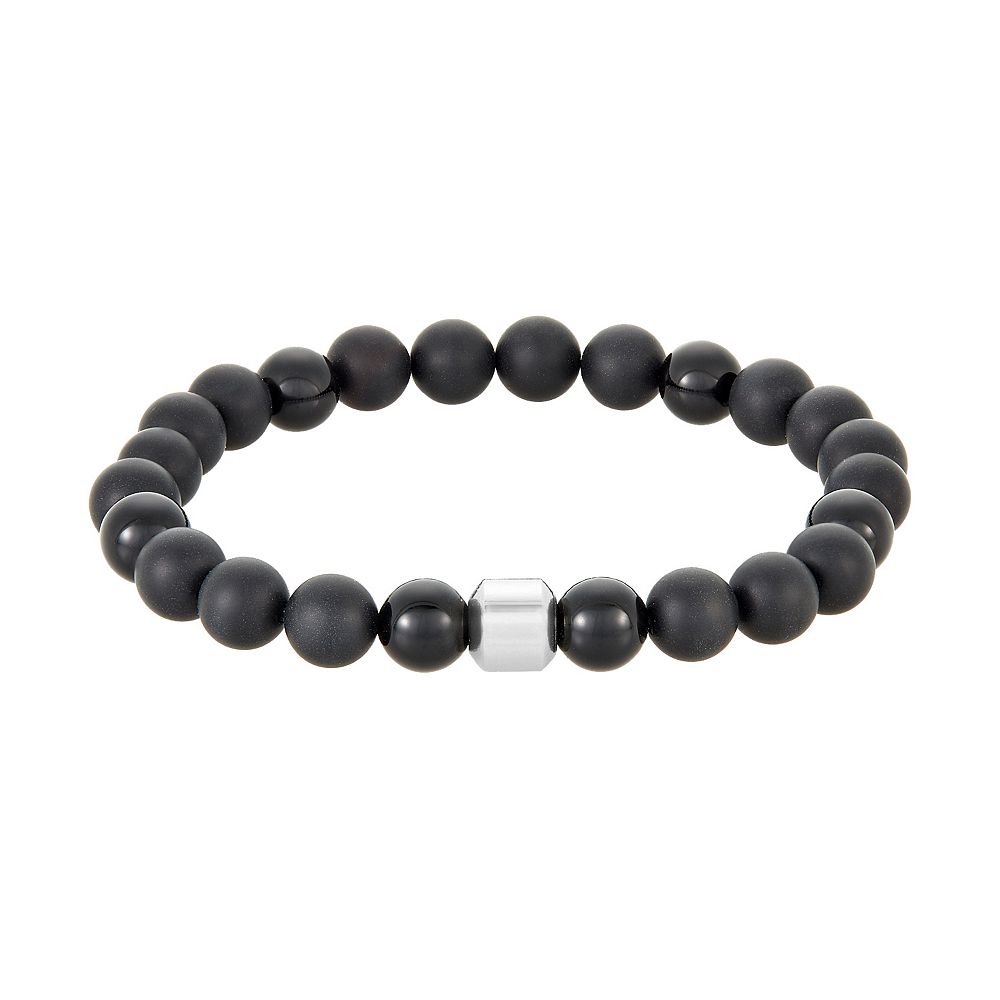 Diesel Men's Silver Stainless Steel Beaded Bracelet - Polished Finish, Lobster Clasp (Model DX1483040)