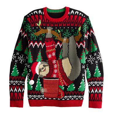Men's Crewneck Holiday Cheer Sloth Christmas Sweater