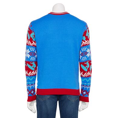 Men's Crewneck Surfing Santa Christmas Sweater