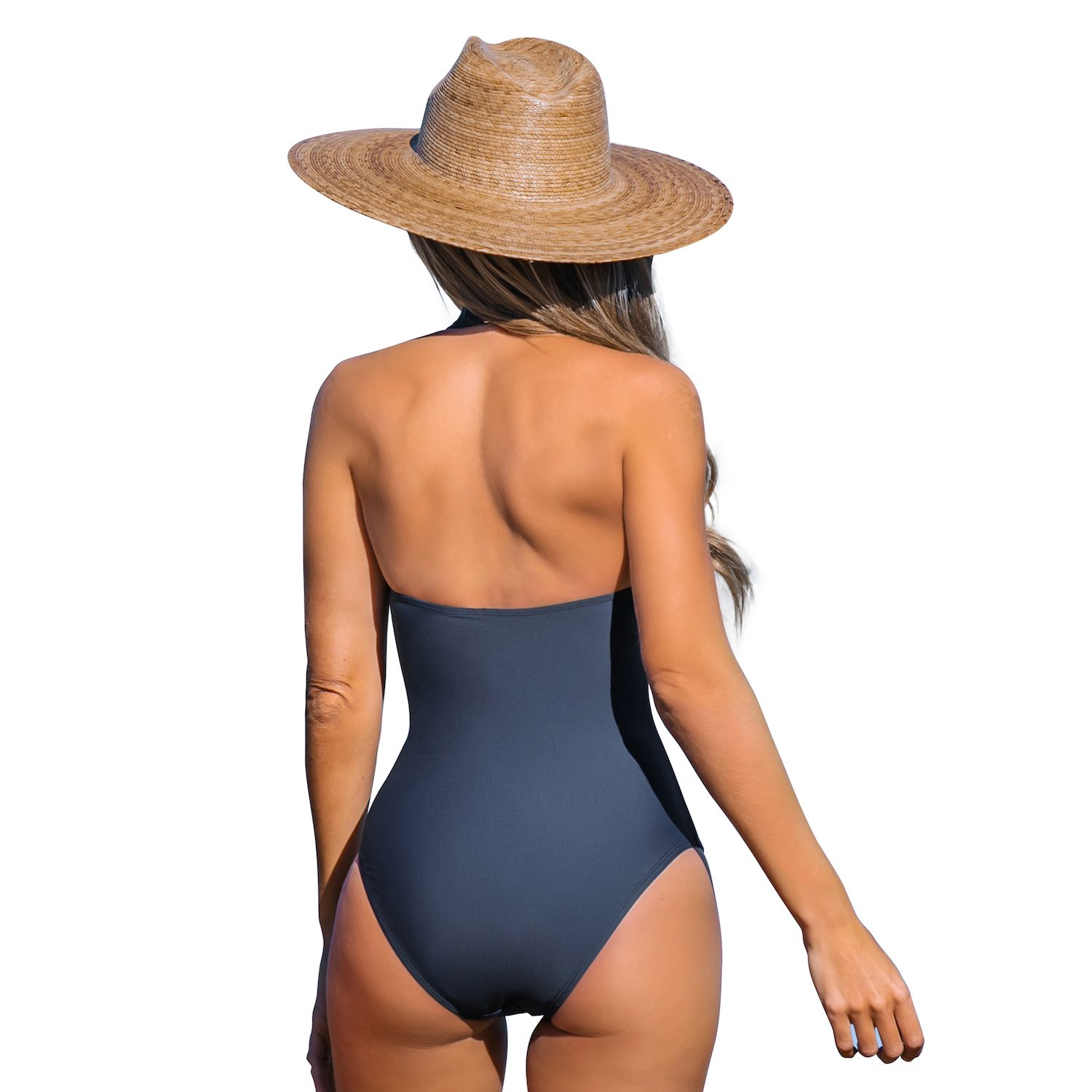 CUPSHE Women's Bikini Set - Halter V Neck Self-Tied Double Straps Bathing Suit