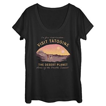 Juniors' Star Wars Visit Tatooine The Desert Planet Scoop Neck Graphic Tee