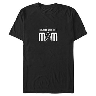 Juniors' Star Trek Mother's Day Galaxy's Greatest Mom Badge Boyfriend Graphic Tee
