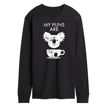 Men's My Puns Are Koala Tea Long Sleeve Graphic Tee