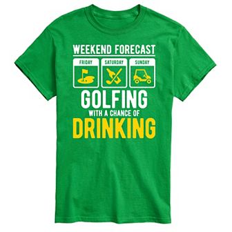 Big & Tall "Weekend Forecast" Golfing And Drinking Graphic Tee