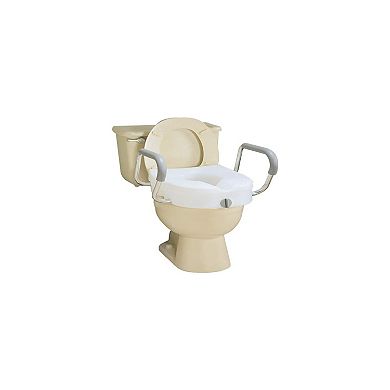 Carex E-Z Lock Raised Toilet Seat with Removable or Adjustable Handles - 5 Inch Toilet Seat Riser with Arms - Fits Most Toilets